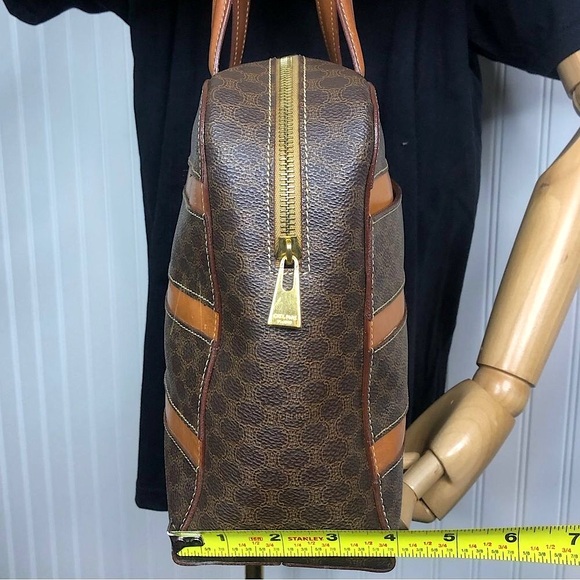 CELINE Macadam Blason Triumph Brown Carry-On Orange Leather Stripes Authentic - Picture 16 of 17
